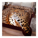 Cobertor Jolitex Ternille Kyör Plus Cor Marrom Com Design Leopardo De 2.2m X 1.8m