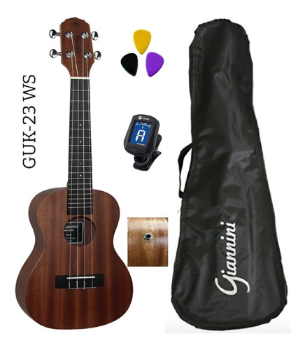 Ukulele Elétrico Giannini Guk-23ws C/capa,palhetas, Afinador