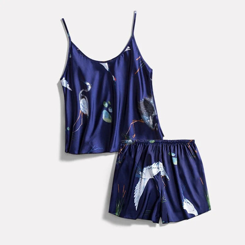Pijama De Seda Para Mujer Con Correa Fina De Satén