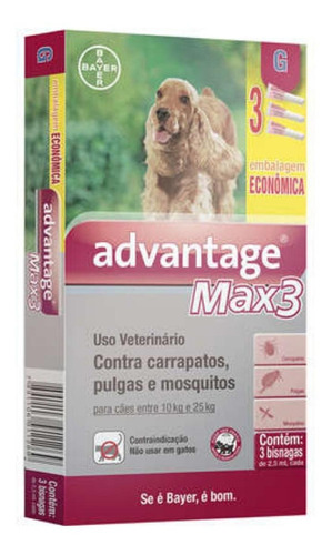 Pipeta Antiparasitário Para Pulga Elanco Advantage Max3 Para Cão De 10kg A 25kg