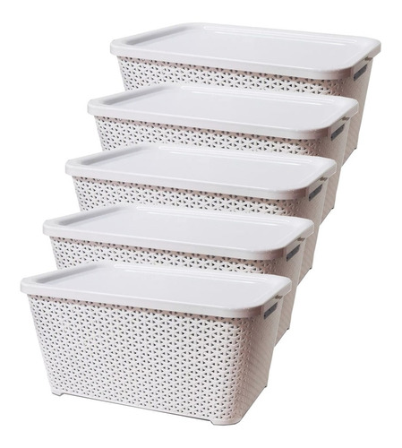 Canastos Organizador Plastico Apilable Rattan Chico Pack X 5 Colombraro