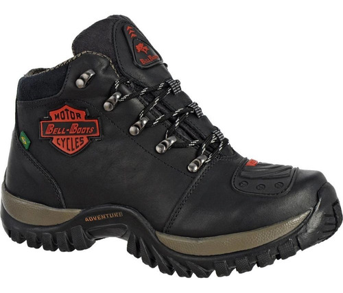 Coturno Masculino Bota Motoqueiro Cano Médio Couro Legítimo 