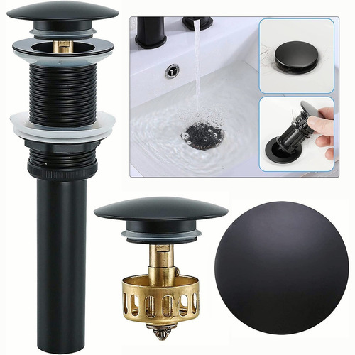  Metal Desague Tapon Contra Push P Lavabo Ovalin Baño Negro