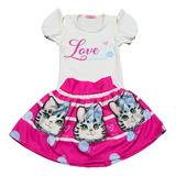 Conjunto Infantil Manga Curta Moda Kids - Gatinhos