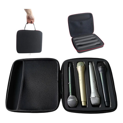 Estuche Rigido 4 Micrófonos Inalámbricos Portátil Protección Negro