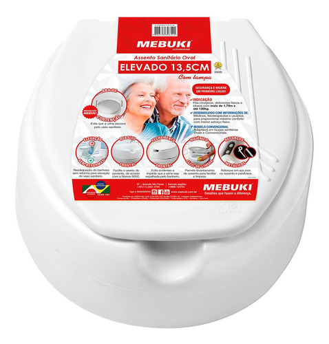 Assento Sanitário Elevado Mebuki - 13,5cm