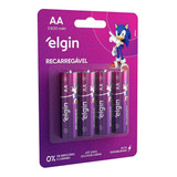 Kit 4 Pilhas Aa Recarregável Elgin 2500 Mah