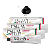 Kit 3 Tinta De Cabelo Profissional Itallian Color 1.0 Preto