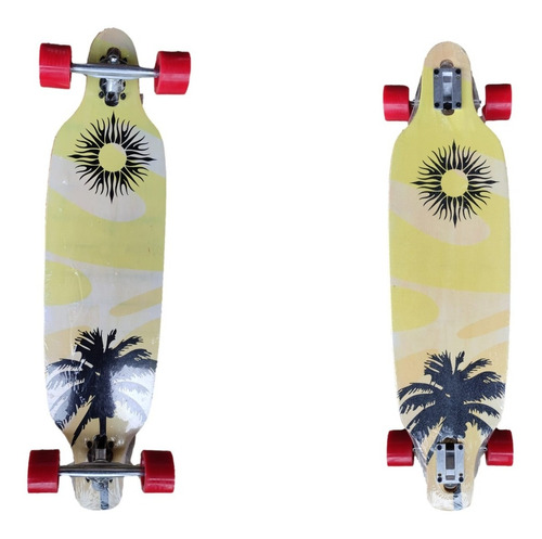 Longboard Skate Completo Montado 92 X 23,5cm Sol Coqueiro