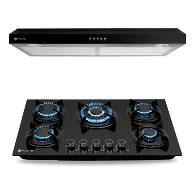 Combo Parrilla De Gas Y Campana Extractora 80cm | Os5br80 Color Negro | Meses sin interés