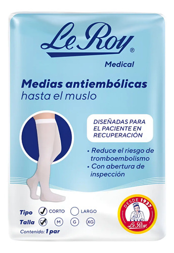 Medias Antiembolicas Leroy Hasta El Muslo Tipo Corto