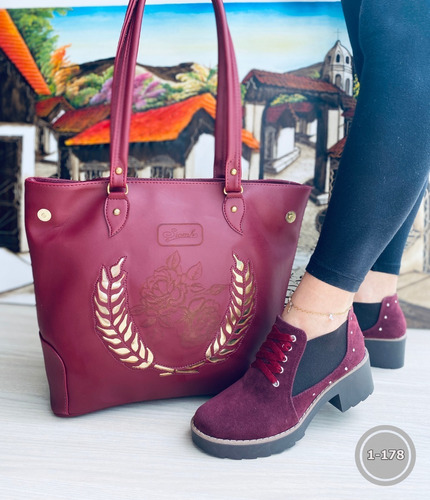 Combo De Zapatos Para Mujer Con Elástico + Bolso Grande Util