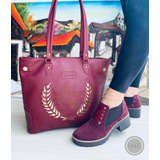 Combo De Zapatos Para Mujer Con Elástico + Bolso Grande Util