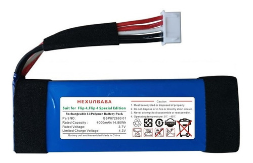 Bateria Flip 4 Flip4 Jbl - 4000mah - Hexunbaba