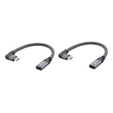 2x Cabo De Extensão Usb C De Ângulo Reto Curto (1,6 Pés), Tr