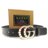 Cinturón Gucci Con Hebilla De Perlas Color Negro Niquel