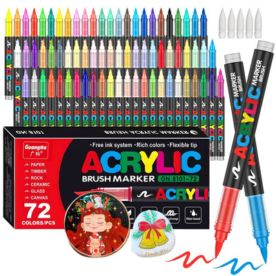 72 Plumones Punta Pincel Brush Pintura Acrílica Pintura Plumones Acrilico Papelería Libros Colorear Cumpleaños | Meses sin interés