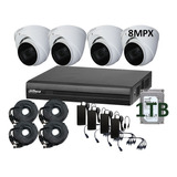 Kit Cctv Dahua 4 Camaras 4k Domo Microfono Deteccion Rostro