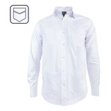 Camisa Guayabera Alforzas Blanca 4 Bolsillos Manga Larga