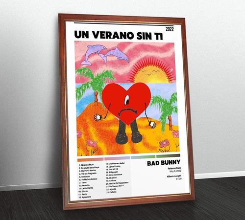 Bad Bunny Poster Album Un Verano Sin Ti En Cuadro Vidriado 