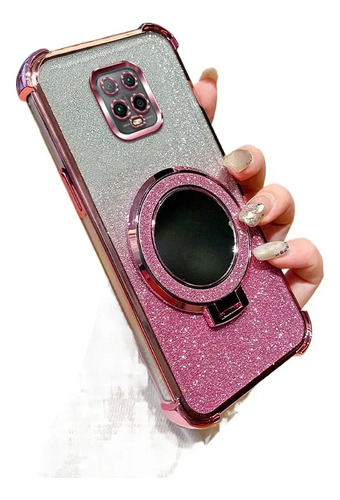 Esquinas Reforzadas Funda De Moda Brillo Brillante Case Para Redmi Note 9s / Note 9 Pro, With Espejo Soporte