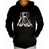 Sudadera Nasa Letras Espacio Color Negro Con Gorro