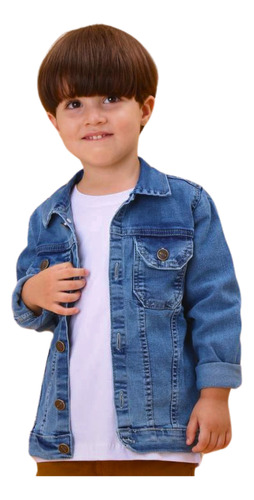 Jaqueta Masculina Infantil Jeans Azul-claro E Azul-escuro