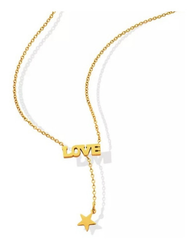 Collar Colgante Love Bañada Oro 18k