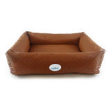 Cama Pet Luxo Cachorro/gato Impermeável Lavável Corino Média Cor Caramelo