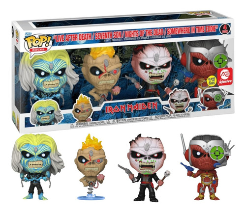 Funko Pop Iron Maiden 4 Pack Glows Ae Exclusive Eddie