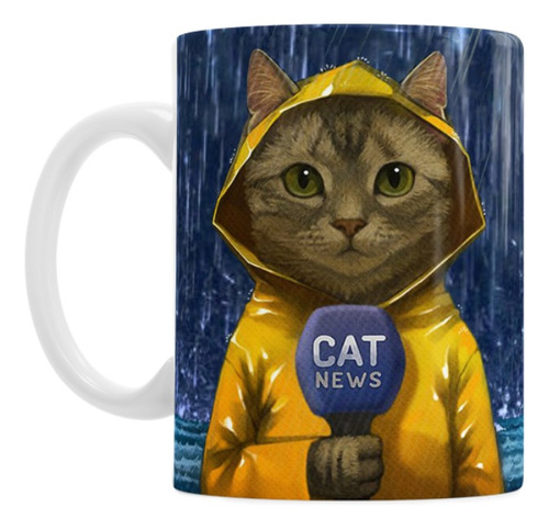 Taza De Ceramica Meme Gato Cat Notero Reportero
