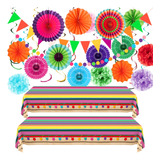 Juego De 35 Piezas De Decoracion De Fiesta Mexicana, Mantel