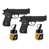 Kit 2 Pistolas De Airsoft Metal Spring 6mm + 2000 Bbs 0.20g