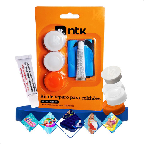 Kit Reparo Colchão Inflável Remendo Boia +tubo Cola+tampas