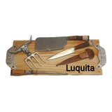 Tabla Asado Madera Personalizada Picada Logo Kit Parrillero