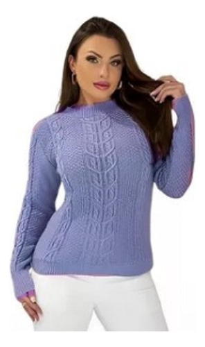 Blusa De Lã Feminina Tricô Manga Longa Inverno Grossa Frio