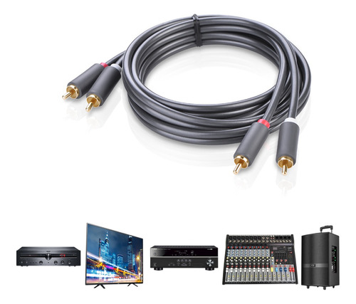 Cable De Audio 2 × Rca M / M Rojo / Blanco 1.5 Metros Ugreen