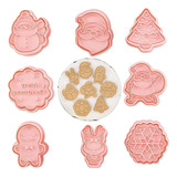 8 Moldes Cortadores Galletas Navidad Sello Santa Claus Xmas