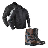 Kit Motoqueiro Jaqueta Saga V2 Masculina Bota Adventure Texx