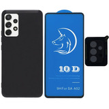 Estuche Silicone Case + Vidrio + V Cámara Para Samsung A52