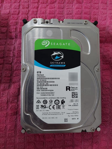 Disco Duro Interno Seagate Skyhawk St6000vx001 6tb Gris