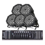 5 Canhão Refletor Par 64 Rgb Triled 3w Triled + Mesa Dmx 512