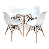 Comedor Mesa Eames Redonda Blanca 80cm + 4 Sillas Eames Blan