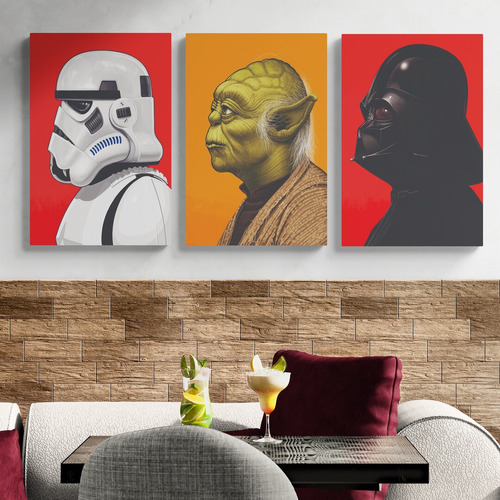 Cuadro Decorativo Set 3 Star Wars Stormtrooper Yoda Vader