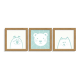 Conjunto Quadro Infantil C/ Moldura Pet Animas Montessoriano