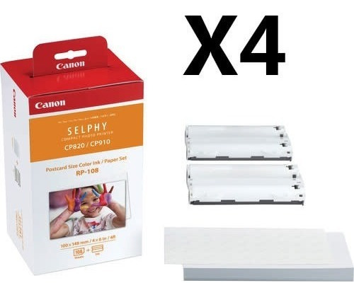 Canon Papel Y Tinta Rp-108 Para Selphy Paquete De 4