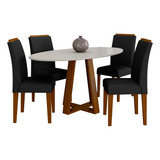 Mesa Oval Com 4 Cadeiras Montana 1,36 Cin/off/preto - M.a