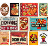 Carteles Metálicos Búfalo Wings Burger Hot Dog Diner Alitas