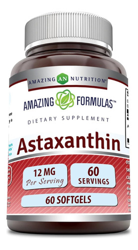Astaxantina 12 Mg 60 Sofgels Amazing Formulas Hecho En Usa