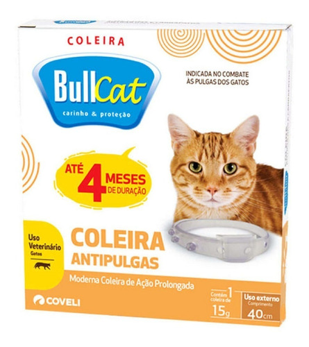 Coleira Bullcat Anti Pulgas Para Gatos Coveli 40cm 4 Meses